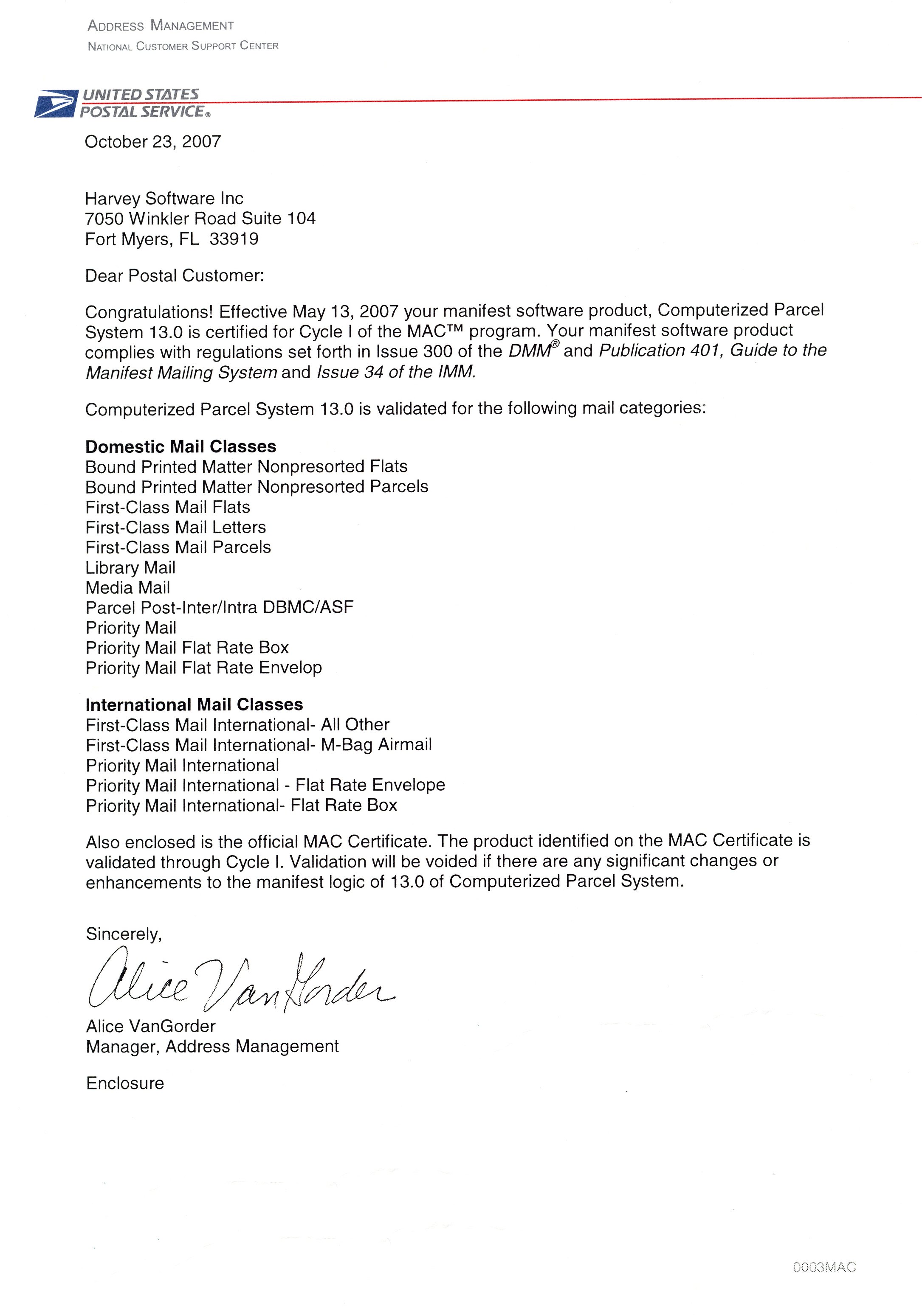 CPS Supported USPS Services